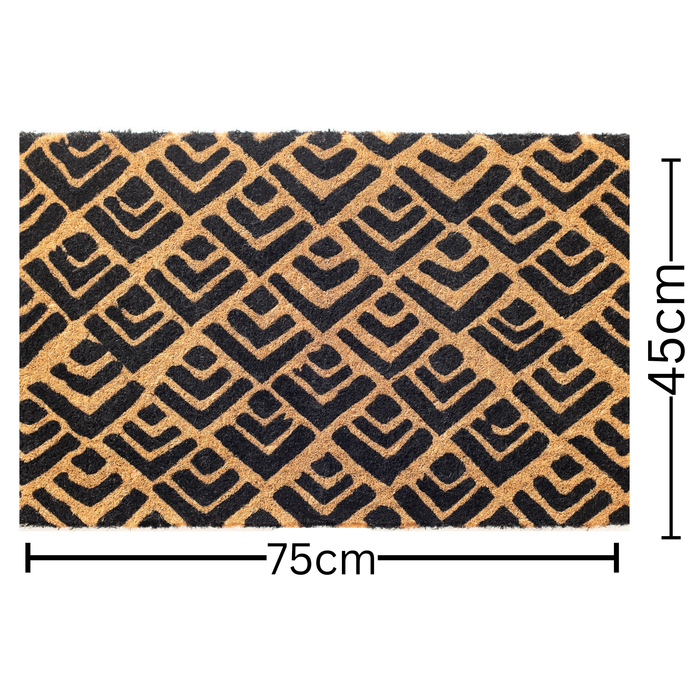 Block Print Coir Doormat 45x75cm – Indian Inspired Entry Rug – Buy Online in Australia
