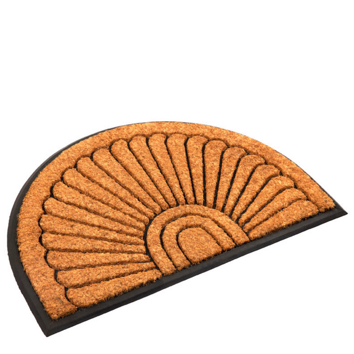 60x90 cm Kochi Decorative Half Round Rubber Bordered Coir Doormat - Fab Habitat , Doormats,