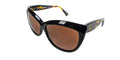 Black sunglasses with brown lenses on a white background