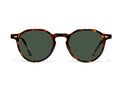 Round Dark Tortoise with Green Lenses Asian Fit Low Bridge Fit sunglasses