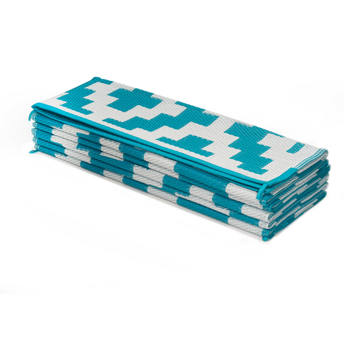 Aztec Teal and White Outdoor Rug - Fab Habitat , Recycled Plastic Rugs & Mats,