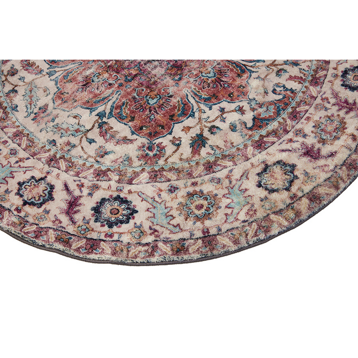 Babylon Multicolour Traditional Distressed Round Rug - Fab Habitat , Soft And Plush Turkish Rugs,
