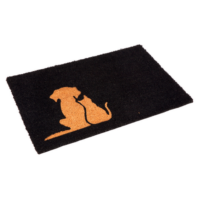 Buddies Black and Natural pvc backed coir doormat - Fab Habitat , Doormats,