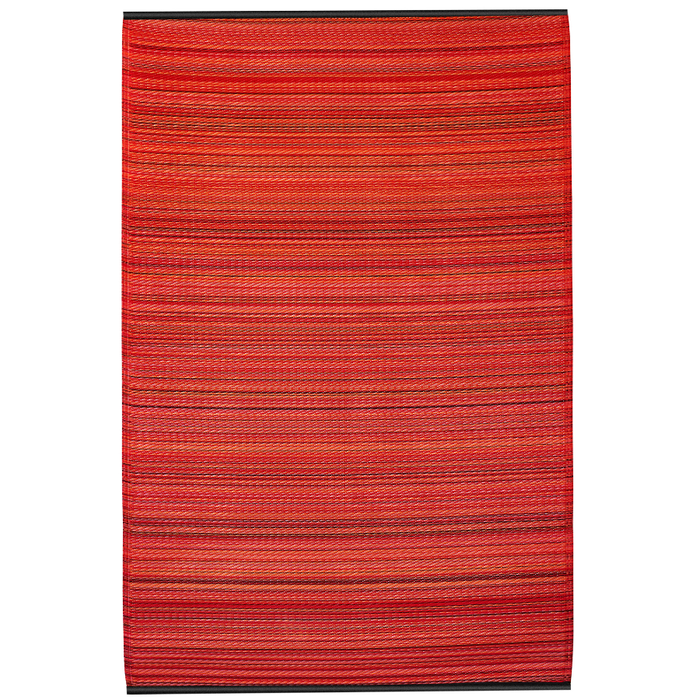 Cancun Sunset Bright Red Toned Melange Recycled Plastic Outdoor Rug - Recycled Plastic Rugs & Mats Fab Habitat