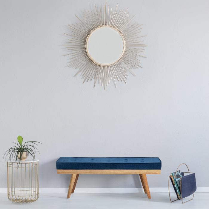 Capella Indigo Blue Upholstered Entryway Bench Seat - 120 Cm - Fab Habitat , Benches,