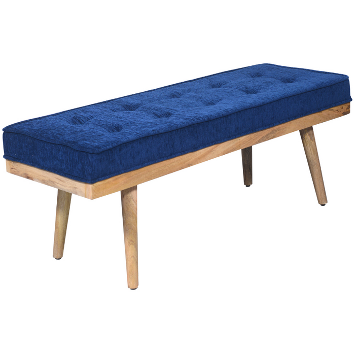 Capella Indigo Blue Upholstered Entryway Bench Seat - 120 Cm - Fab Habitat , Benches,