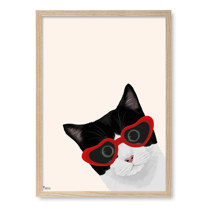 Cheeky Cat Art Print by Tara Royle A4 (21 x 29.7cm) / Natural Oak Frame / No Border from our Australian Made Framed Wall Art, Prints & Posters collection by Profile Australia