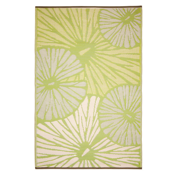 Citrus Lily Green Botanical Recycled Plastic Reversible Outdoor Rug - Fab Habitat , Recycled Plastic Rugs & Mats,