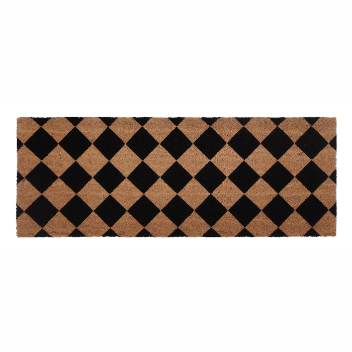 Diamond Pattern Black and Natural PVC Backed Doormat - Doormats Fab Habitat