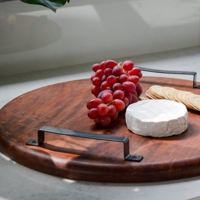 Duqqa Mango Wood 50x50cm Round Serving Board - Fab Habitat , Serving Boards,
