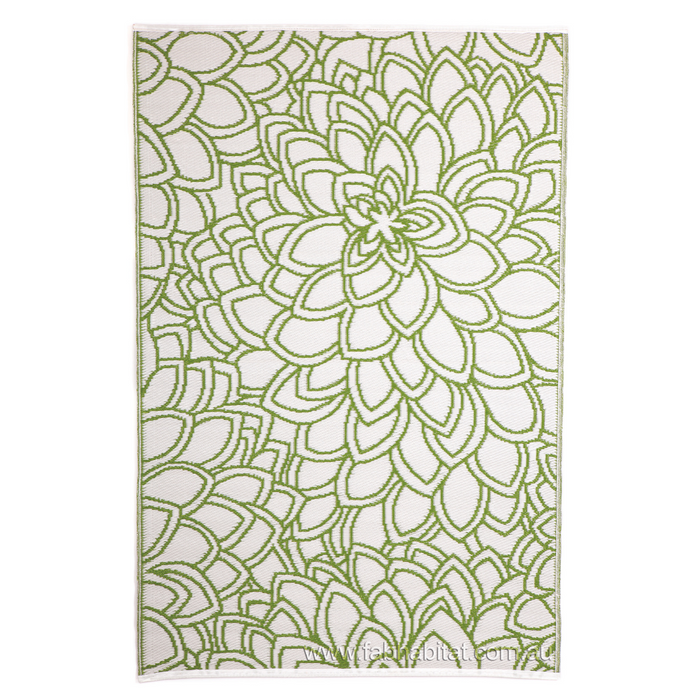 Eden Lime and White Floral Recycled Plastic Outdoor Rug - Fab Habitat , Recycled Plastic Rugs & Mats,