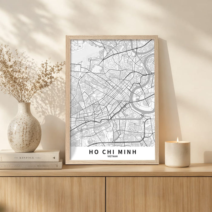 Ho Chi Minh City Map Print - Ho Chi Minh City Map Wall Art from our Australian Made Framed Wall Art, Prints & Posters collection by Profile Australia