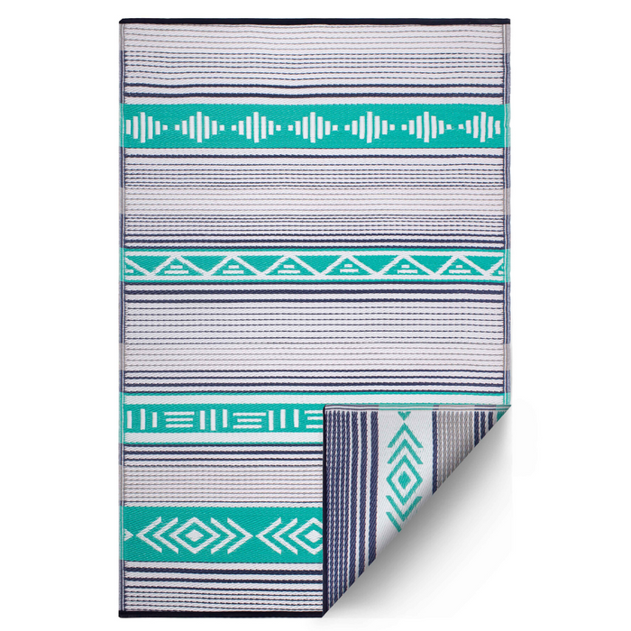 Ibiza Multicoloured Modern Recycled Plastic Reversible Outdoor Rug - Fab Habitat , Recycled Plastic Rugs & Mats,