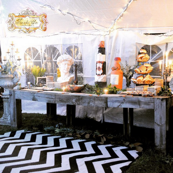 Laguna Black and White Chevron Recycled Plastic Outdoor Rug - Fab Habitat , Recycled Plastic Rugs & Mats,