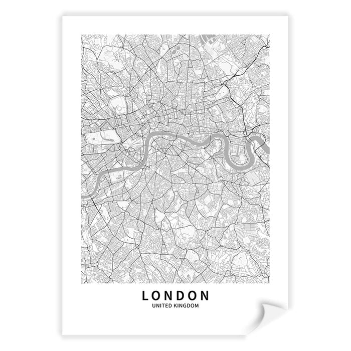 London City Map Print - London Map Wall Art A4 (21 x 29.7cm) / Print Only / White Border from our Australian Made Framed Wall Art, Prints & Posters collection by Profile Australia
