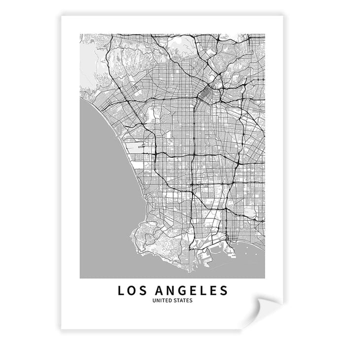 Los Angeles City Map Print - Los Angeles Map Wall Art A4 (21 x 29.7cm) / Print Only / White Border from our Australian Made Framed Wall Art, Prints & Posters collection by Profile Australia