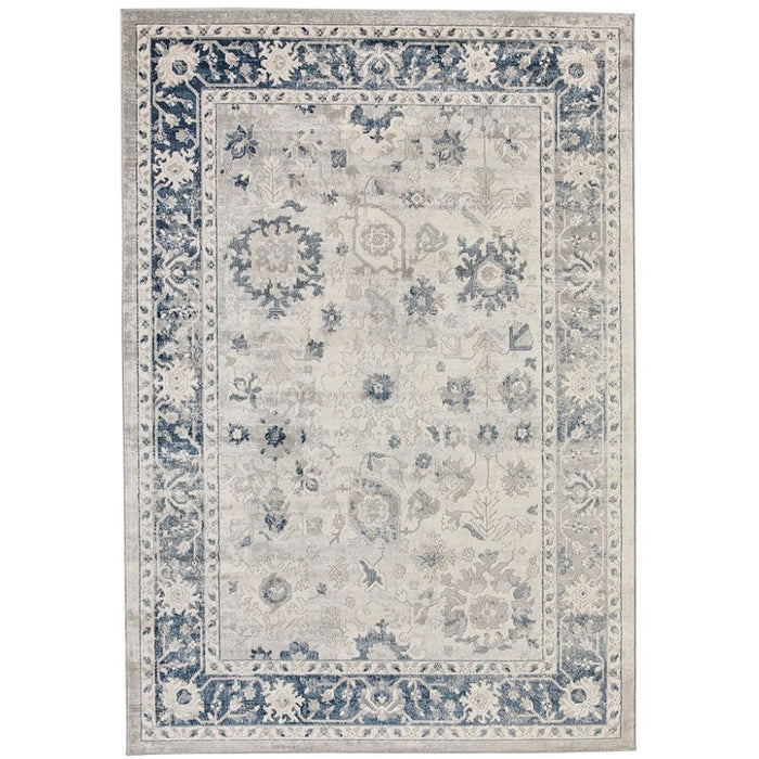 Lupin Navy and White Traditional Distressed Large Rug