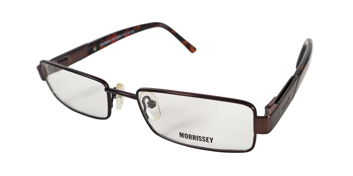 Pair of glasses with 'Morrissey' branding on a white background