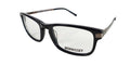 Black eyeglasses with 'Morrissey' branding on a white background