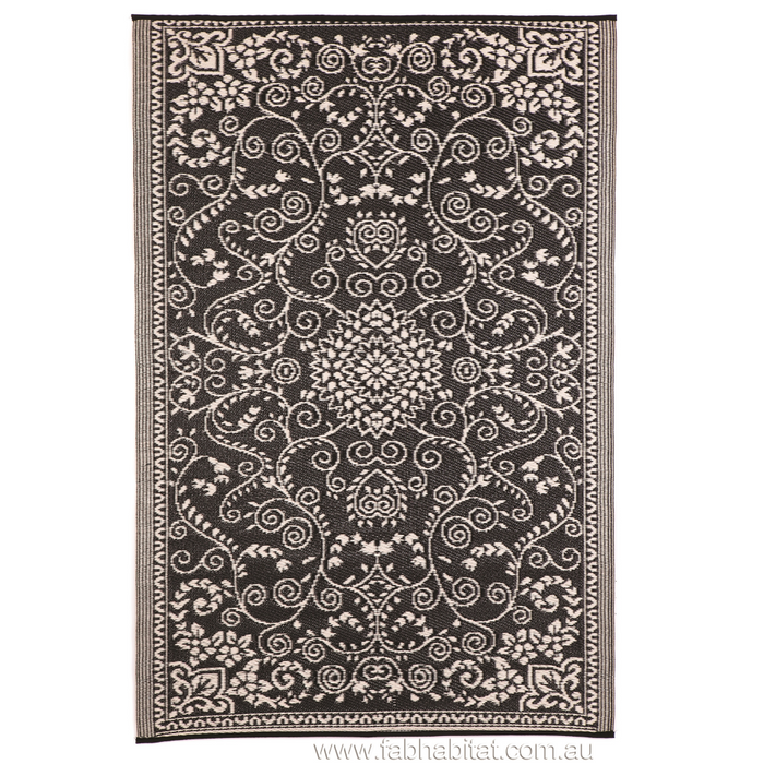 Murano Black and Cream Traditional Reversible Large Rug - Fab Habitat , Recycled Plastic Rugs & Mats,