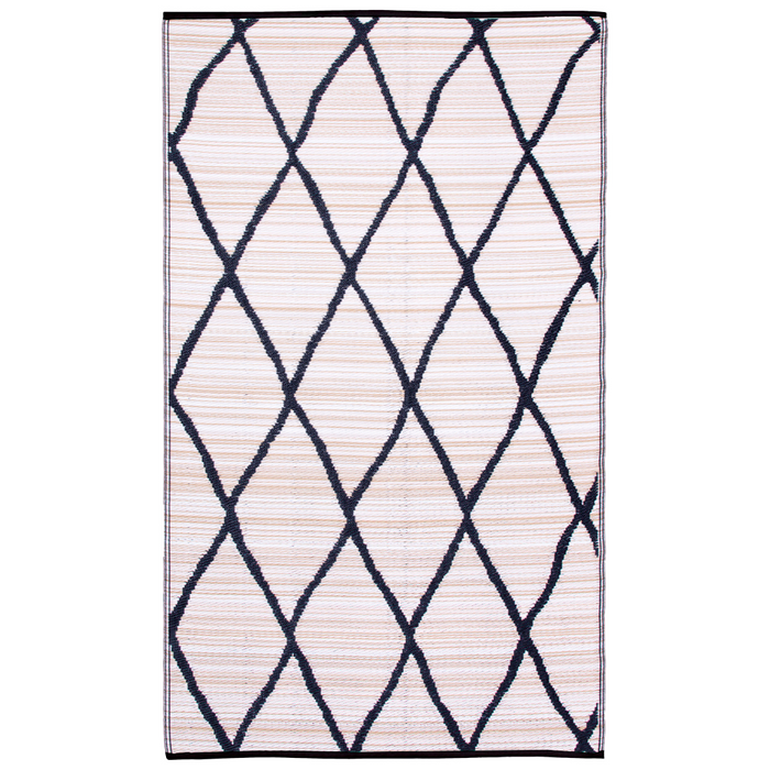 Nairobi Black and Natural Diamond Recycled Plastic Outdoor Rug - Fab Habitat , Recycled Plastic Rugs & Mats,