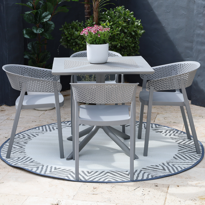 Olympia Grey and White Round Recycled Plastic Reversible Outdoor Rug - Fab Habitat , Recycled Plastic Rugs & Mats,