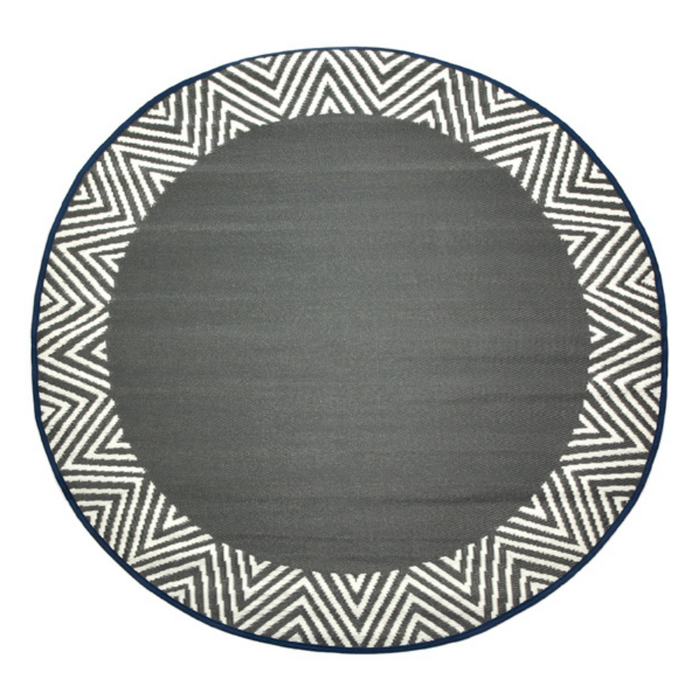 Olympia Grey and White Round Recycled Plastic Reversible Outdoor Rug - Fab Habitat , Recycled Plastic Rugs & Mats,
