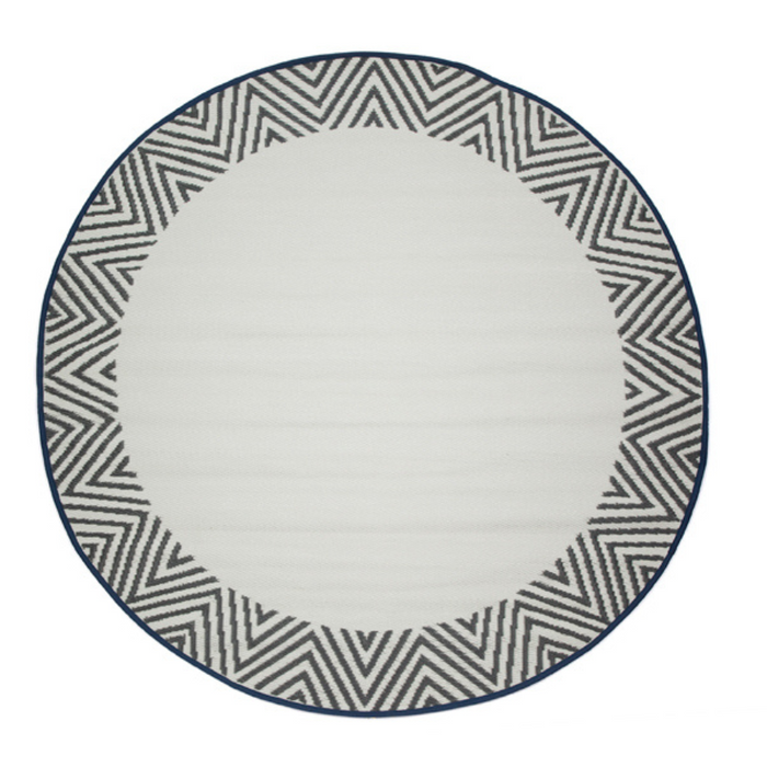 Olympia Grey and White Round Recycled Plastic Reversible Outdoor Rug - Fab Habitat , Recycled Plastic Rugs & Mats,