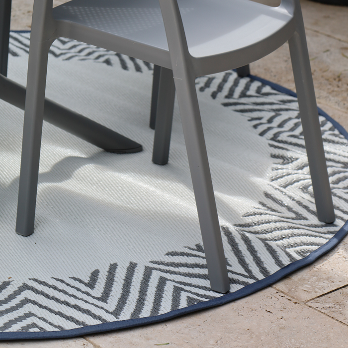 Olympia Grey and White Round Recycled Plastic Reversible Outdoor Rug - Fab Habitat , Recycled Plastic Rugs & Mats,