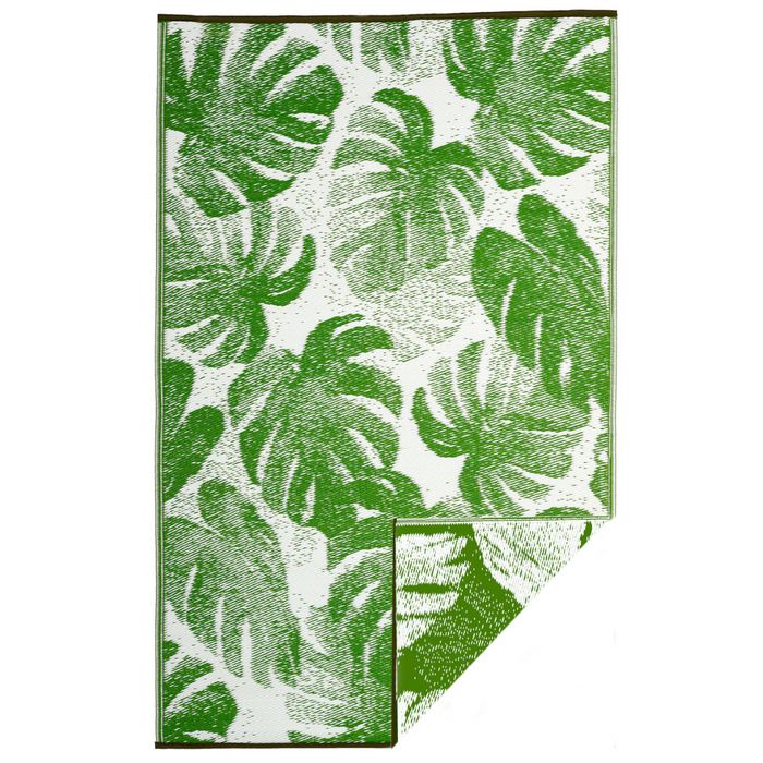 Panama Lime Green Botanical Recycled Plastic Large Outdoor Rug - Fab Habitat , Recycled Plastic Rugs & Mats,