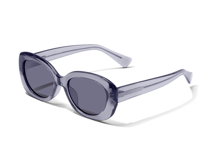 Translucent Grey Rounded Rectangle Frame. Slighlty oversized, thick frames. Asian fit low bridge fit sunglasses