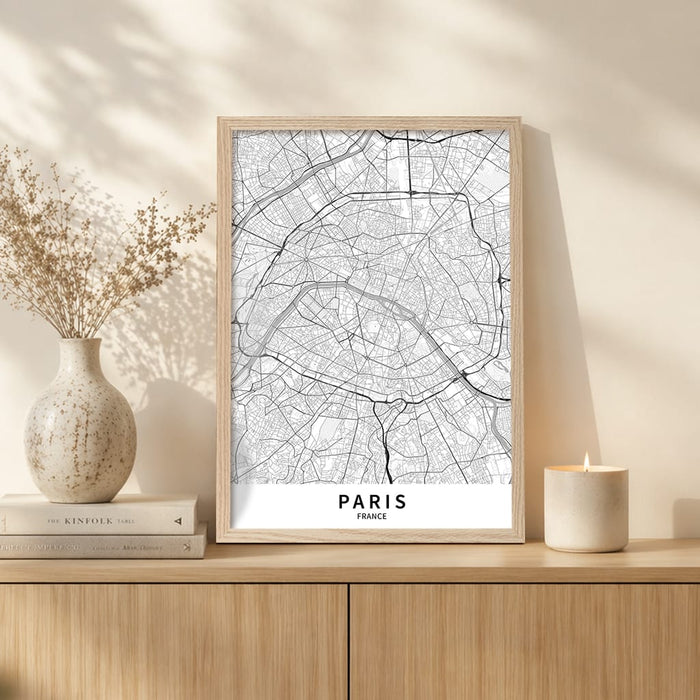 Paris City Map Print - Paris Map Wall Art from our Australian Made Framed Wall Art, Prints & Posters collection by Profile Australia