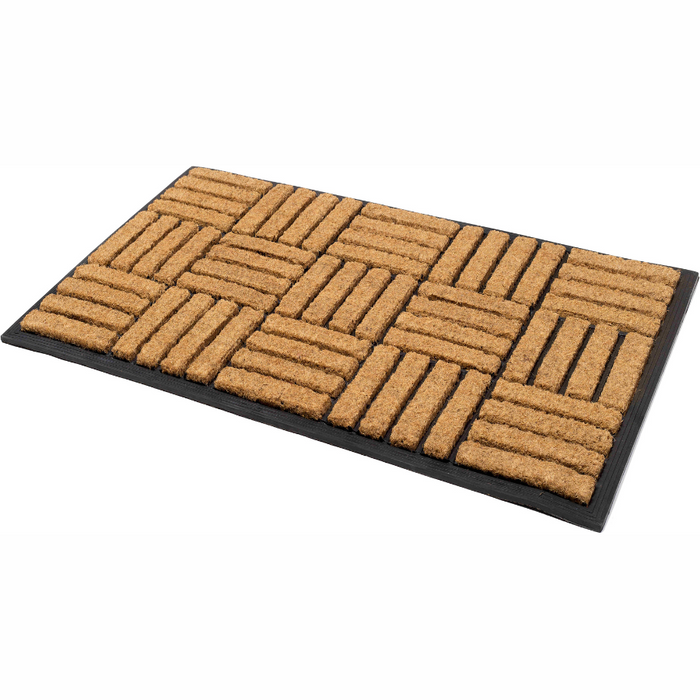Parquet Tiles Geometrical Rubber Bordered Coir Doormat - Fab Habitat , Doormats,