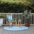 Pushpa Blue and White Floral Recycled Plastic Reversible Outdoor Rug - Fab Habitat , Recycled Plastic Rugs & Mats,