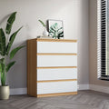 Raka White and Natural 4 Drawers Chest Tallboy - Chest Of Drawers Fab Habitat