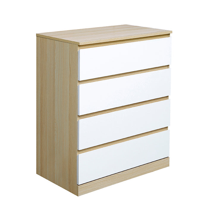 Raka White and Natural 4 Drawers Chest Tallboy - Fab Habitat , Chest Of Drawers,