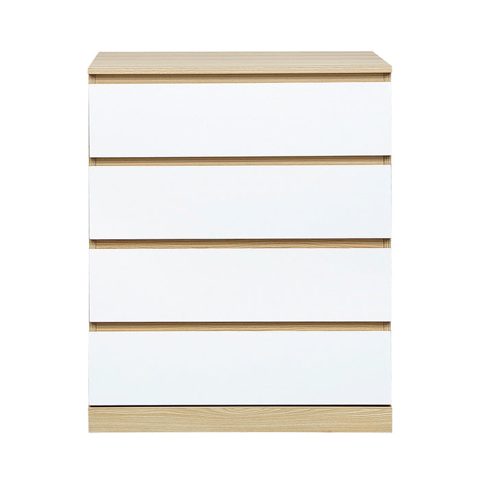 Raka White and Natural 4 Drawers Chest Tallboy - Fab Habitat , Chest Of Drawers,