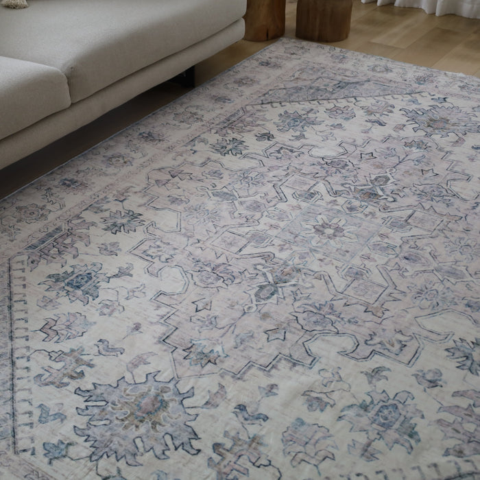 Santiago Traditional Machine Washable Large Grey Rug - Fab Habitat , Machine Washable Rugs,