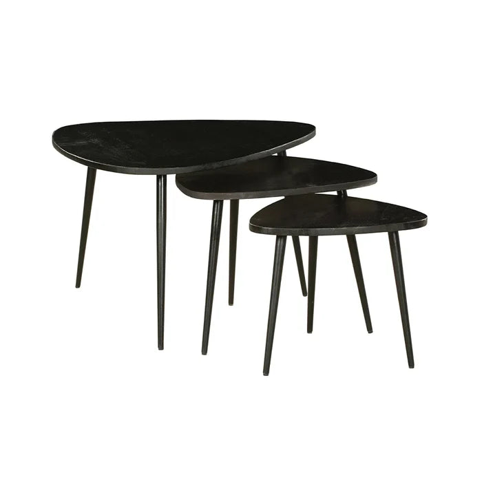 Set Of 3 Paulo Black Solid Wood Nested Coffee Table - Fab Habitat , Coffee Tables,