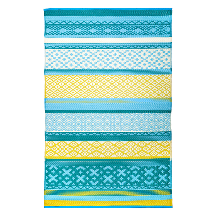 Tromso Multicoloured Blue Scandanavian Recycled Plastic Large Rug - Fab Habitat , Recycled Plastic Rugs & Mats,