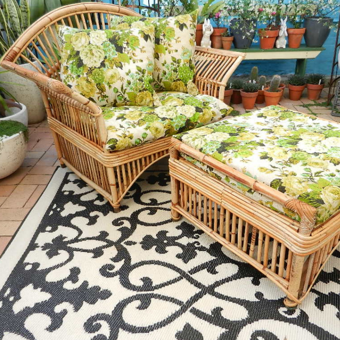 Venice Black and Cream Traditional Recycled Plastic Outdoor Rug - Fab Habitat , Recycled Plastic Rugs & Mats,