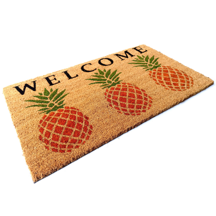 Welcome Pineapple PVC Backed Coir Doormat - Fab Habitat , Doormats,