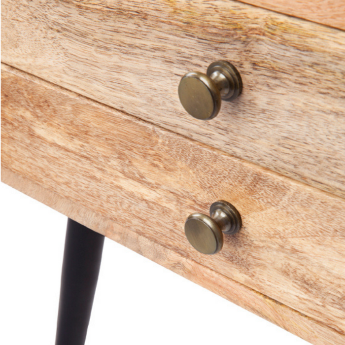Zen Mango Wood Modern Rectangle Storage Side Table - Fab Habitat , Side Tables,